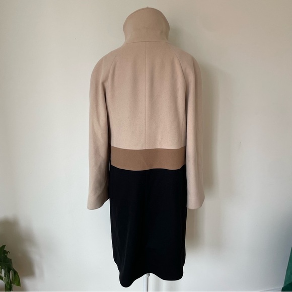 Loro Piana Fleurette Harper Stand Collar Knee Length Colorblock Wool Coat Size 6 - Picture 6 of 12